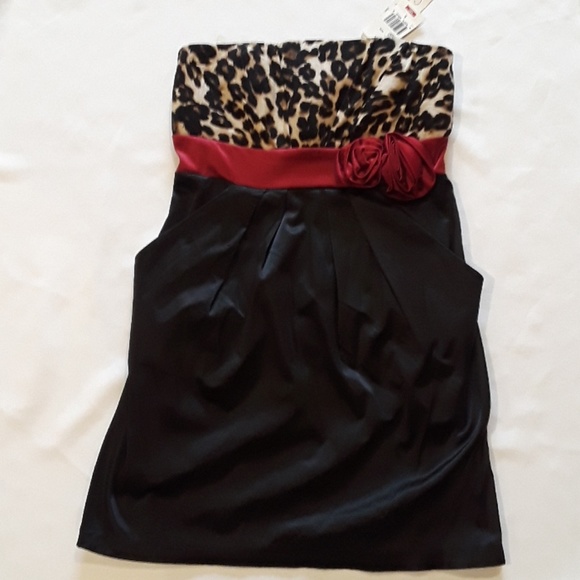 Leopard Black and Red Cocktail Dress - Picture 3 of 4